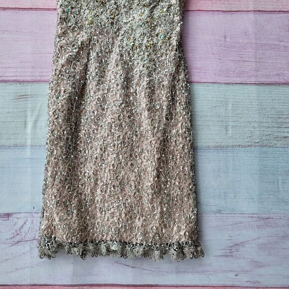 Mac Duggal Beaded Lace Bodycon Sheath Formal Knee‎ Length Cocktail Dress 8 - Picture 3 of 7